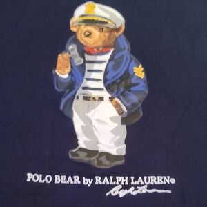 Ralph Lauren Navy Tee with Polo Bear Graphic